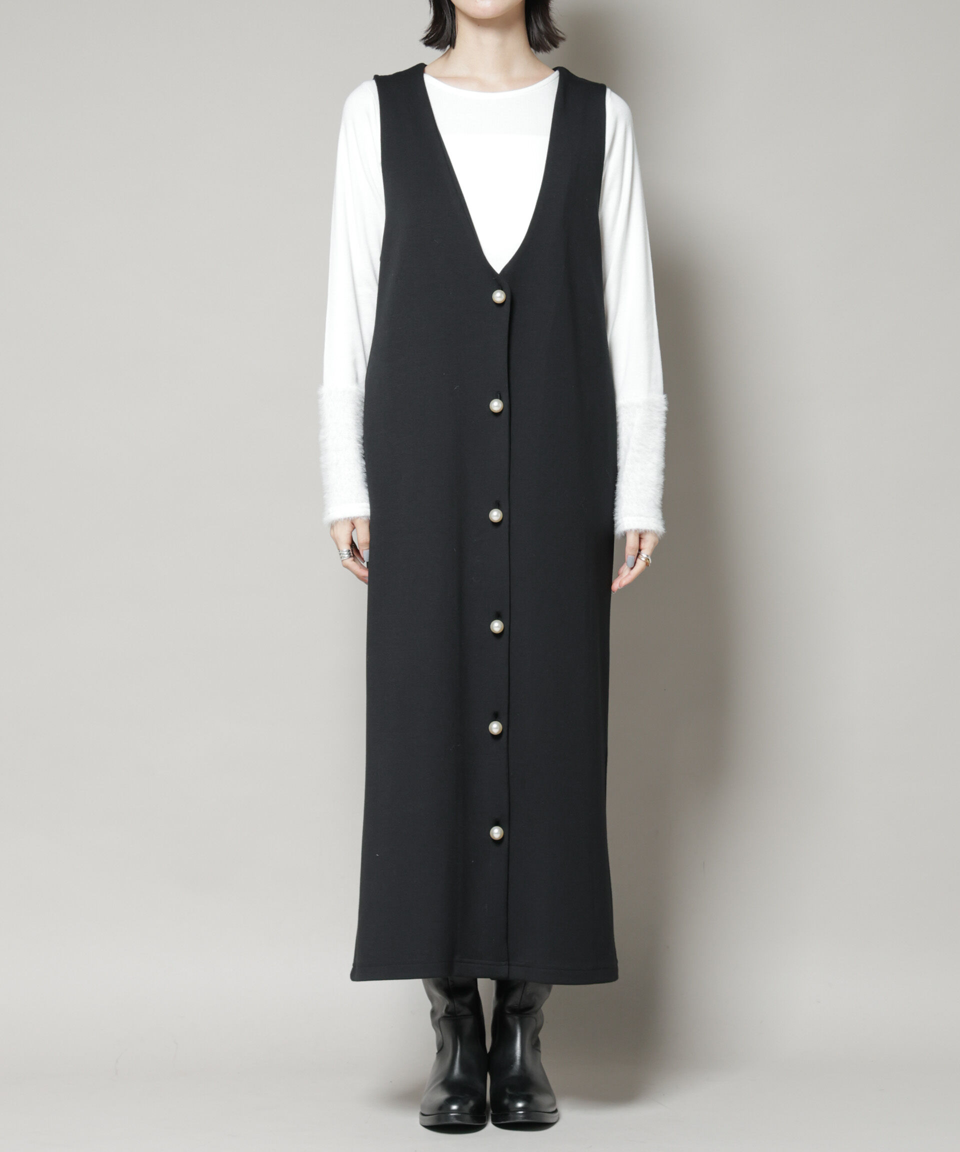 nano･universe「ジレワンピース&times;ファースリーブトップス アンサンブルセット」|ワンピース|