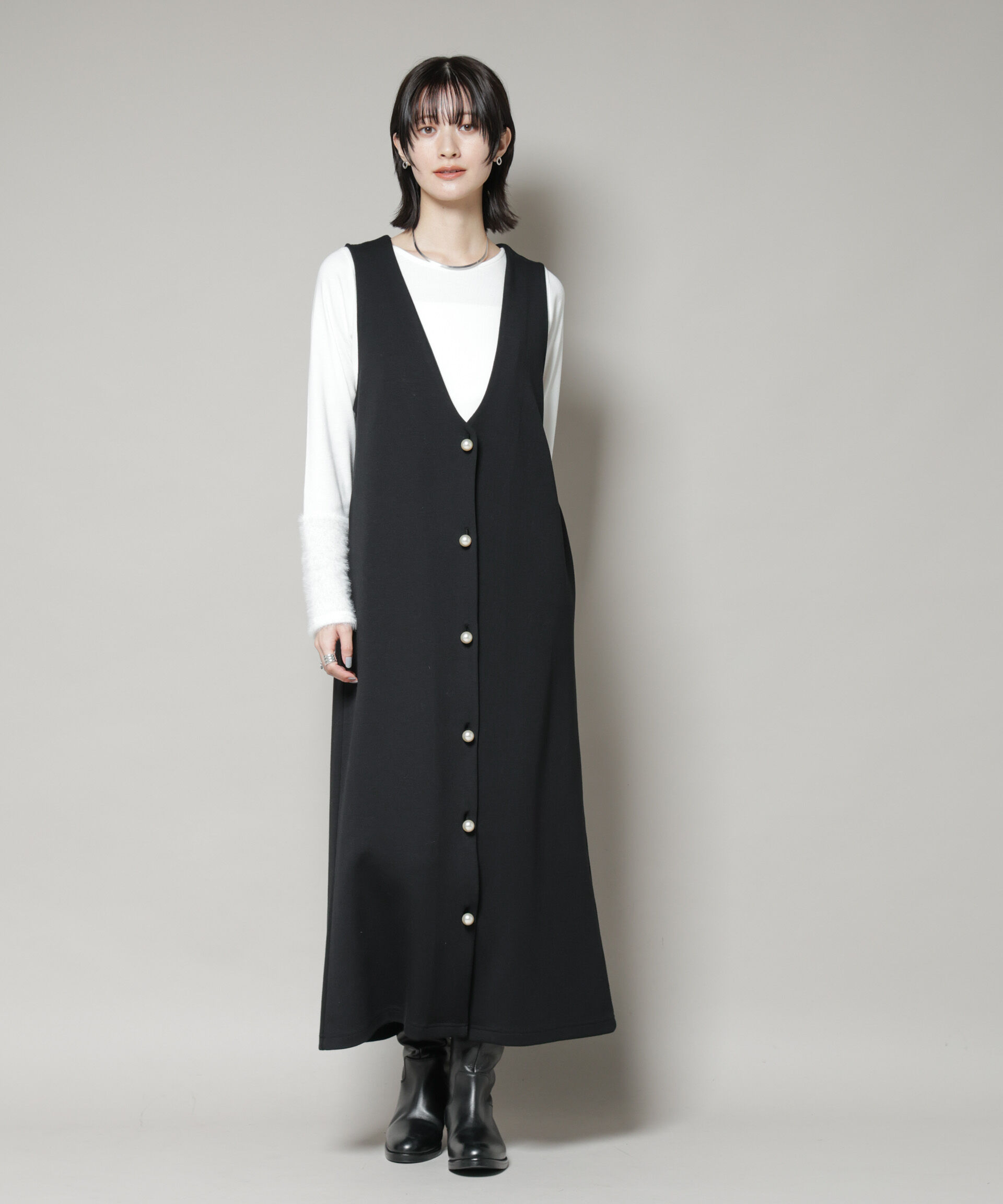 nano･universe「ジレワンピース&times;ファースリーブトップス アンサンブルセット」|ワンピース|