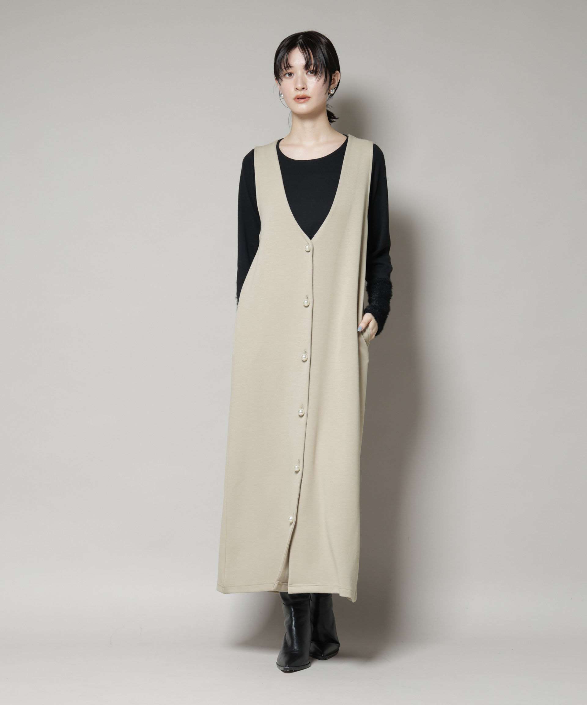 nano･universe「ジレワンピース&times;ファースリーブトップス アンサンブルセット」|ワンピース|