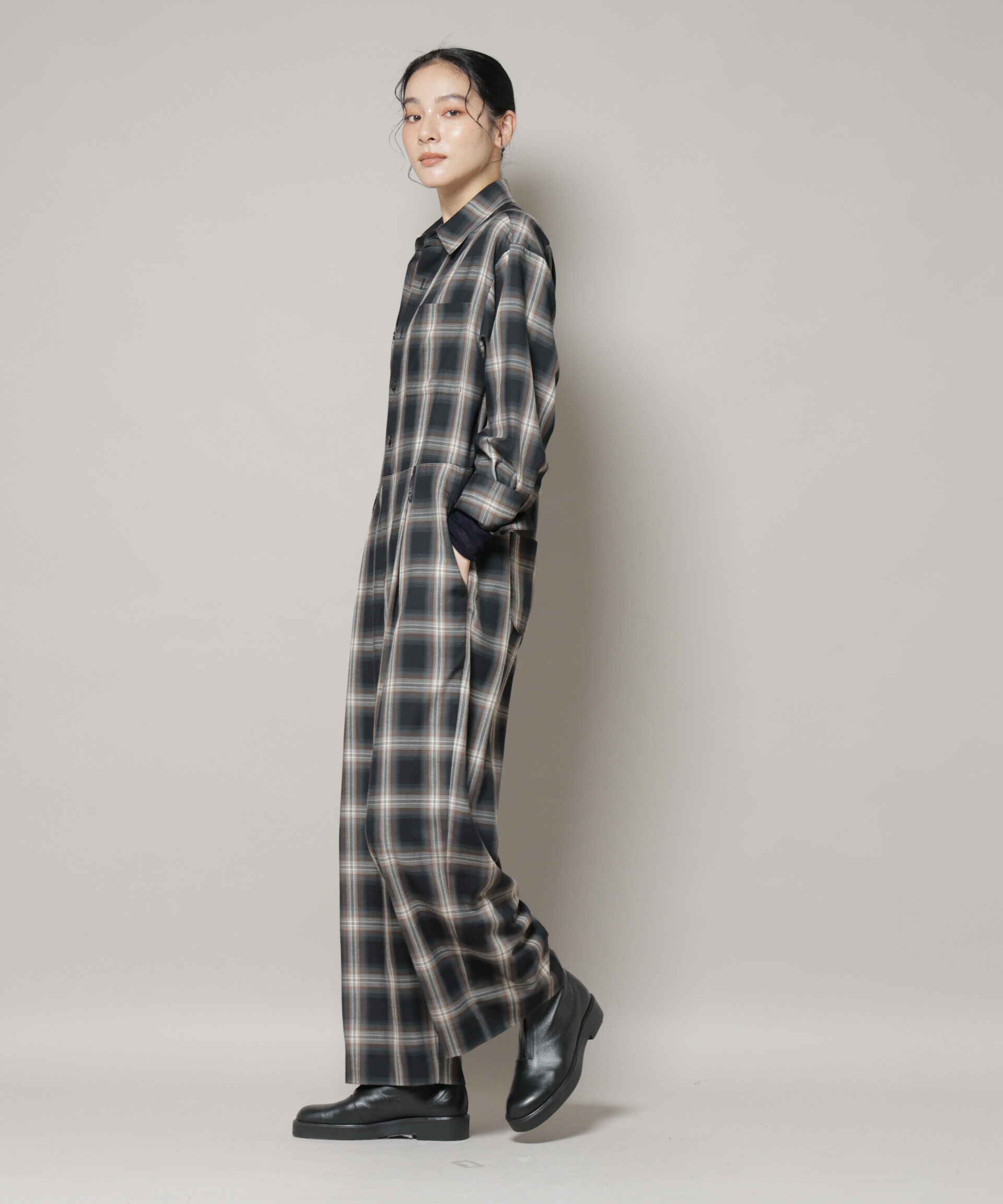 nano･universe「オンブレーチェックジャンプスーツ」|ワンピース|