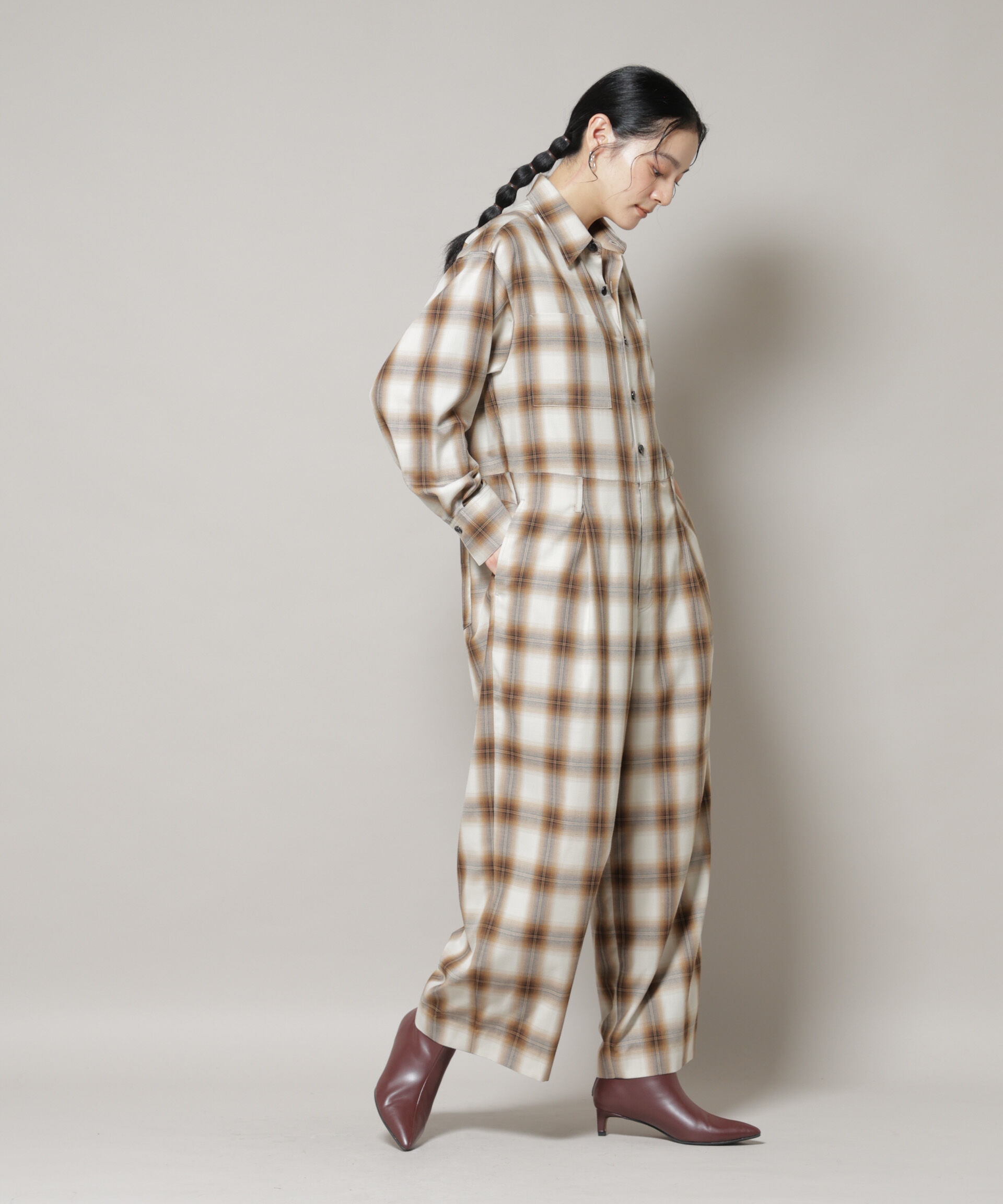 nano･universe「オンブレーチェックジャンプスーツ」|ワンピース|