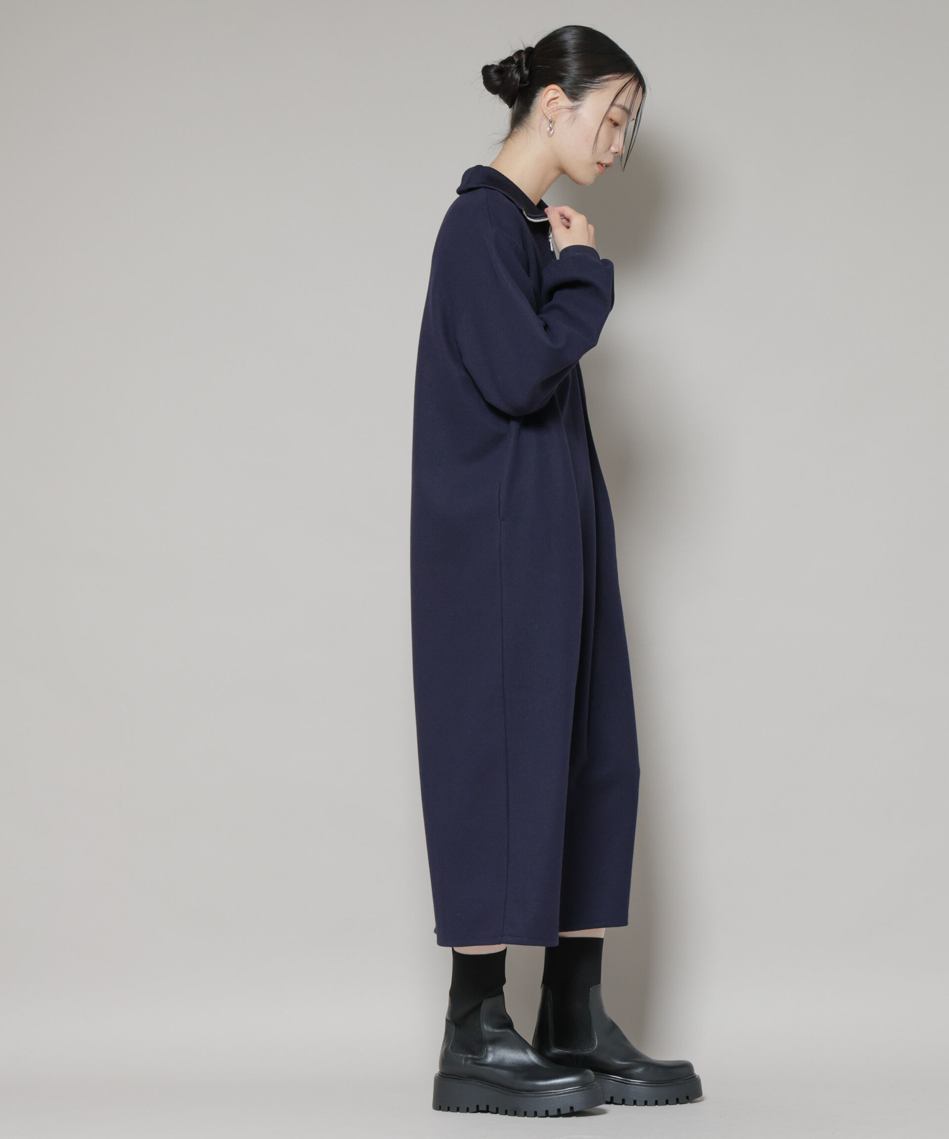 nano･universe「圧縮起毛ハーフジップワンピース」|ワンピース|