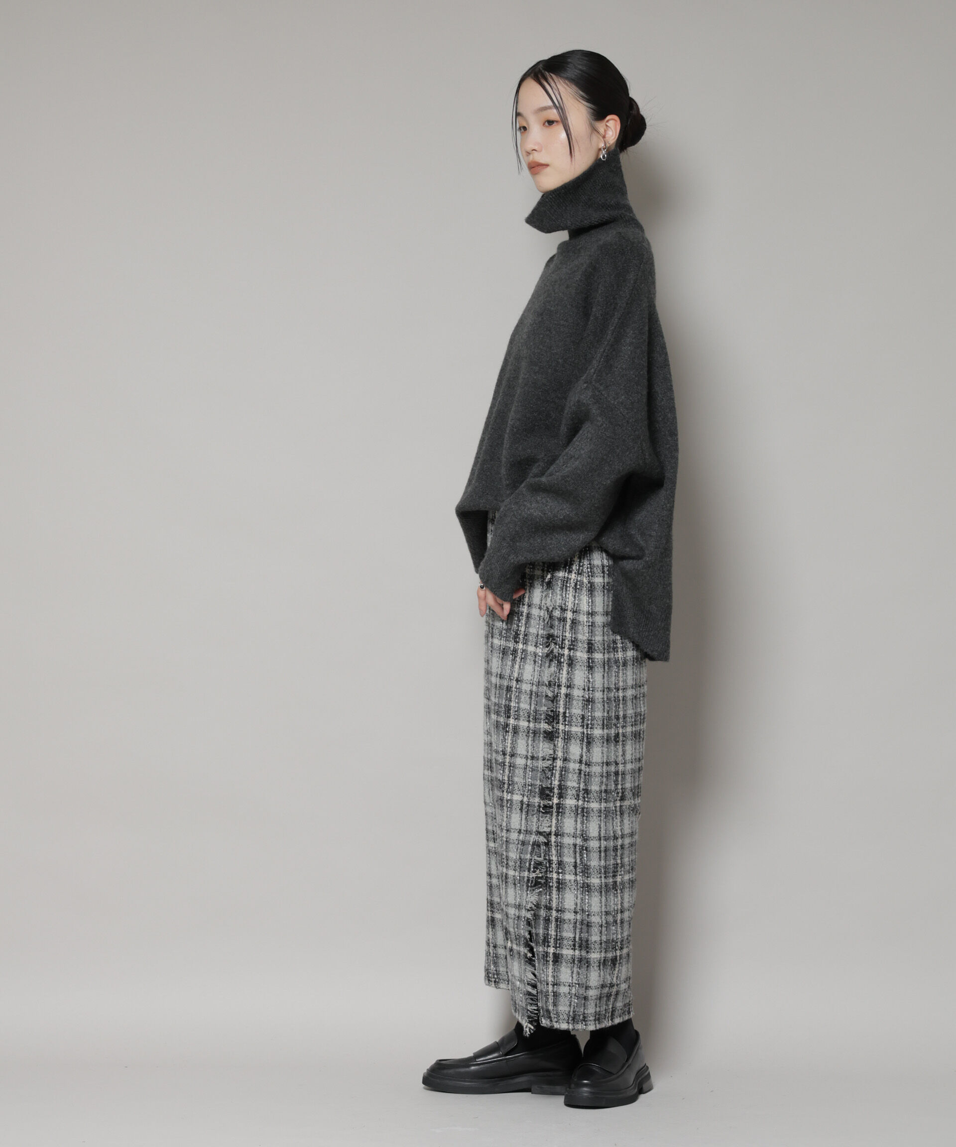 nano･universe「チェックフリンジラップ風スカート(セットアップ可)」|スカート|