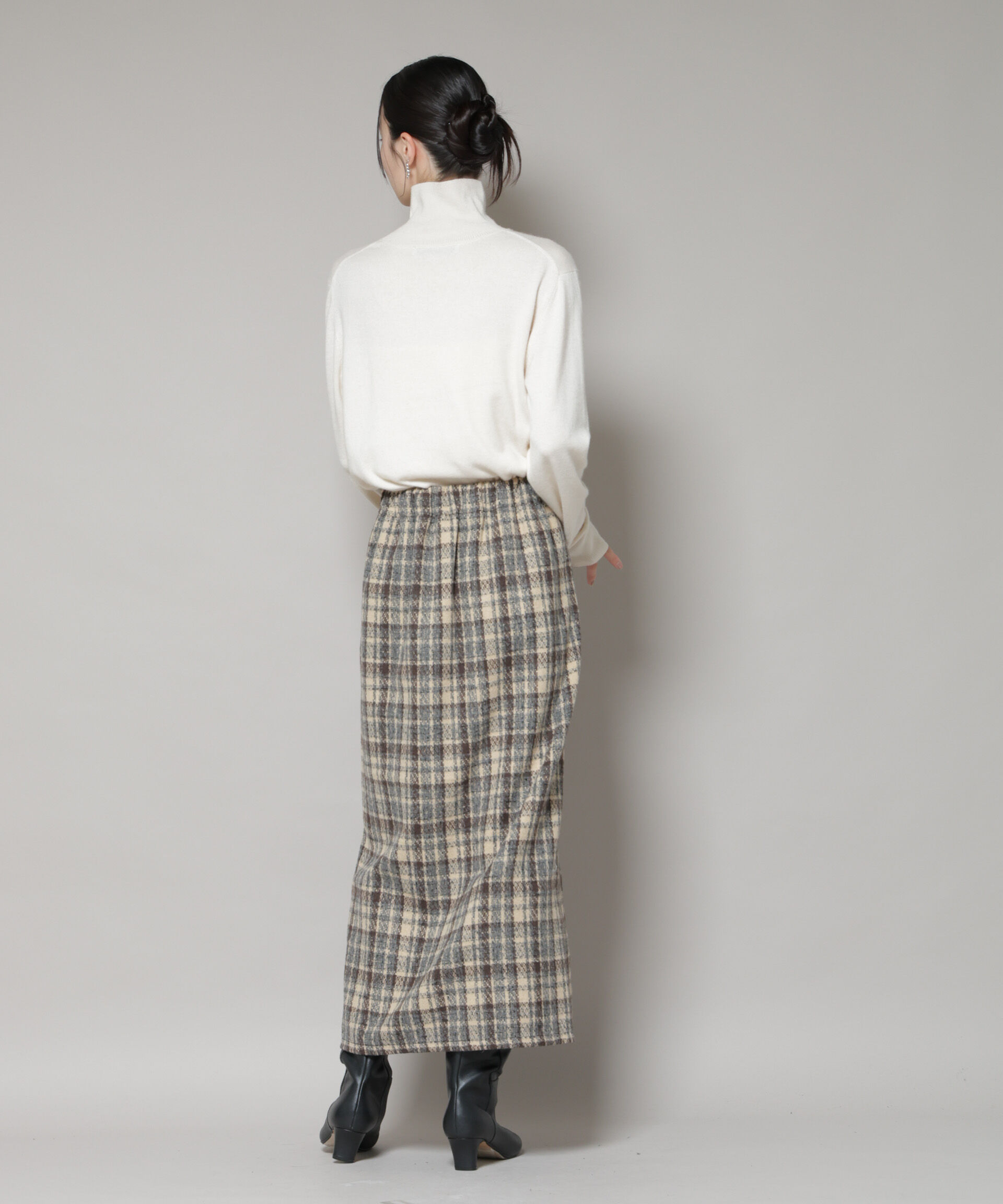 nano･universe「チェックフリンジラップ風スカート(セットアップ可)」|スカート|