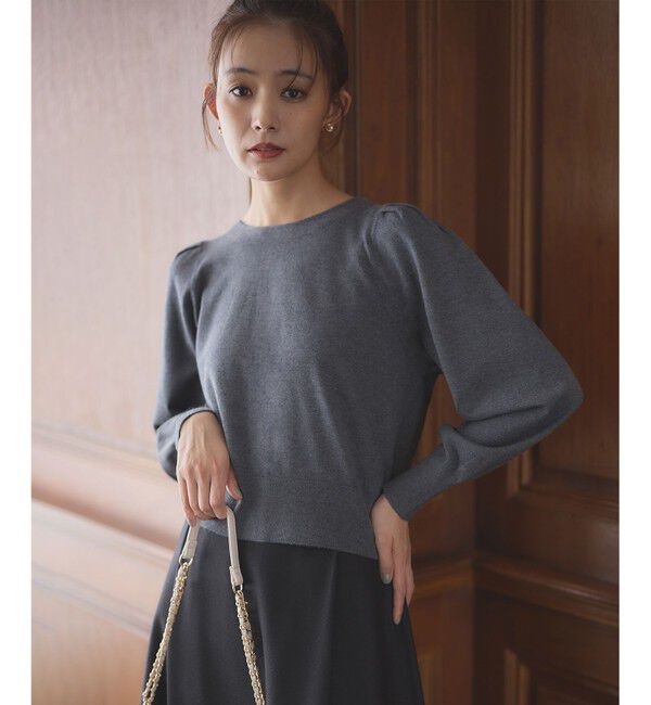 組曲「【前後着用可】BOREROタックプルオーバー ニット」|ニット・セーター|グレー系