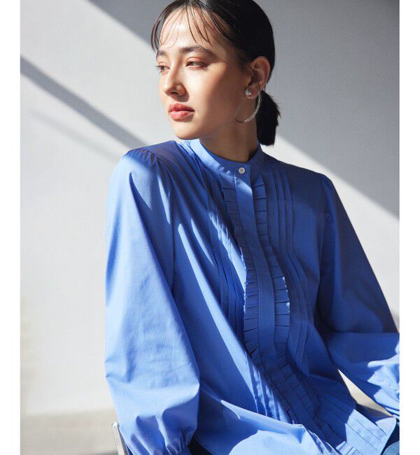 組曲「コットンタッチシャーティング ブラウス」|シャツ・ブラウス|ブルー系