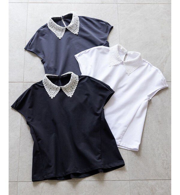 組曲「【2WAY】レース襟フレンチテリー カットソー」|Tシャツ・カットソー|