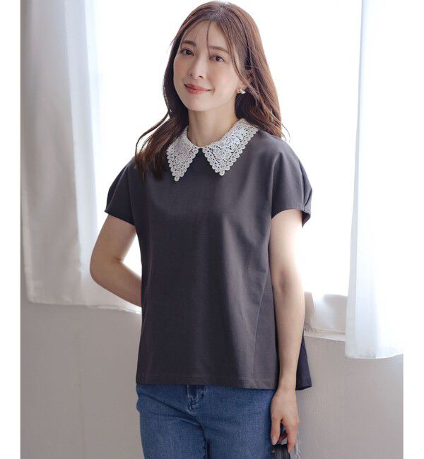 組曲「【2WAY】レース襟フレンチテリー カットソー」|Tシャツ・カットソー|ｽﾚｰﾄｸﾞ