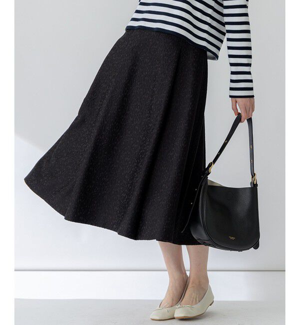 23区「【洗える】ジオメトリックジャカード タックフレア スカート」|スカート|ブラック系