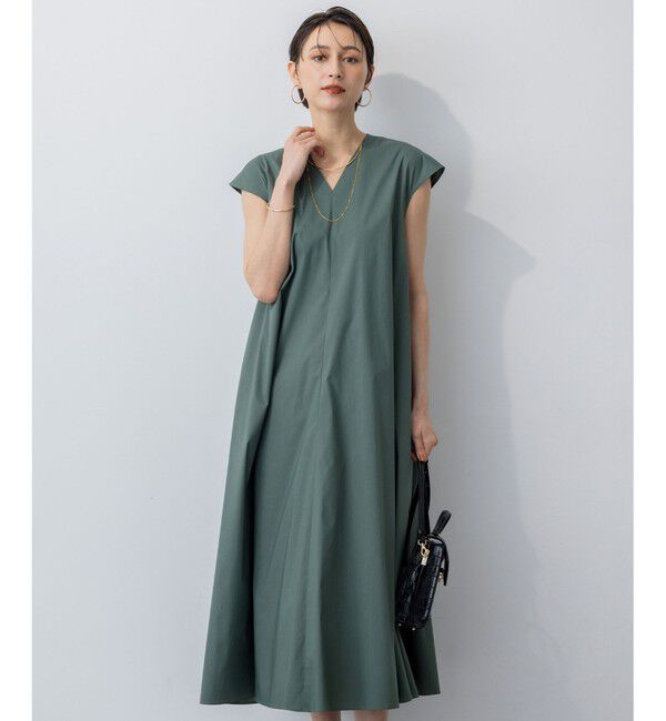 23区「【接触冷感/撥水加工/洗える】ストレッチブロード Vネックワンピース」|ワンピース|ｾｰｼﾞｸﾞ