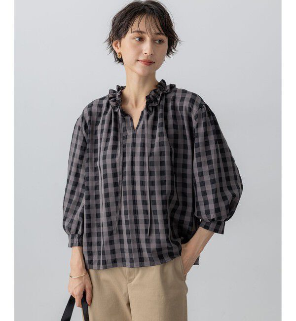 23区「【WEB&一部店舗限定】ブロックチェック フリル ブラウス」|シャツ・ブラウス|ﾌﾞﾗｯｸﾁ