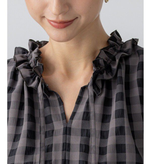 23区「【WEB&一部店舗限定】ブロックチェック フリル ブラウス」|シャツ・ブラウス|