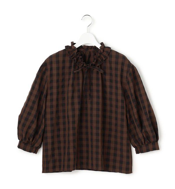 23区「【WEB&一部店舗限定】ブロックチェック フリル ブラウス」|シャツ・ブラウス|