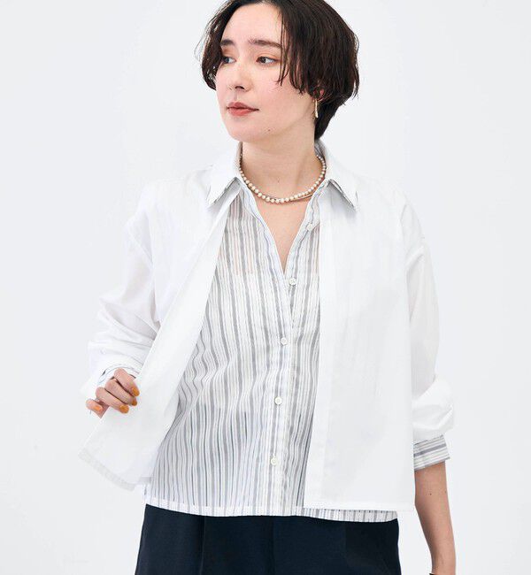 NOLLEY'S「ウォッシャブルレイヤード風ショート丈シャツ」|シャツ・ブラウス|