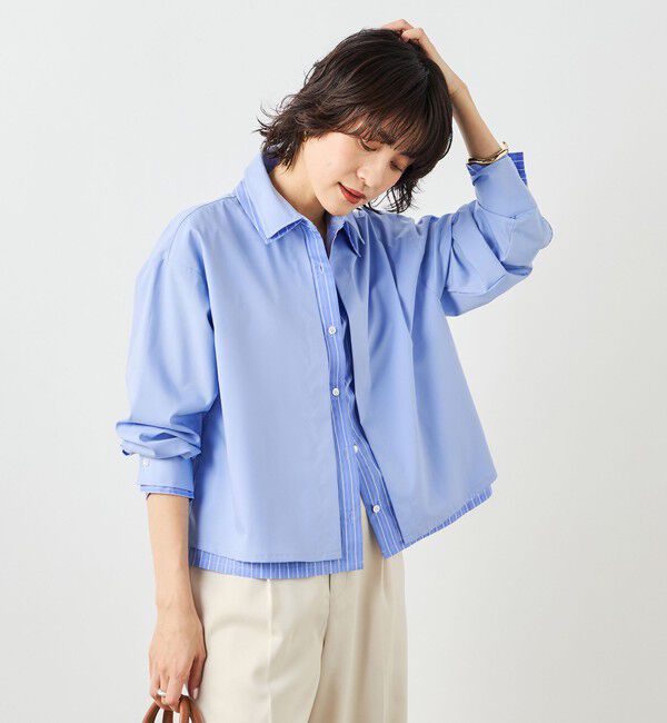 NOLLEY'S「ウォッシャブルレイヤード風ショート丈シャツ」|シャツ・ブラウス|
