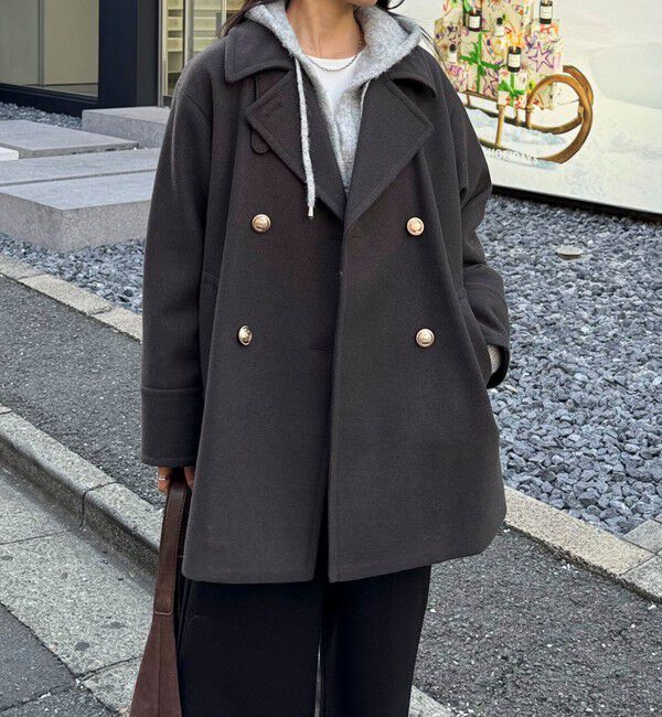 fredy emue「【リバイバル/新色追加】ウール混ミドル丈Pコート」|ピーコート|