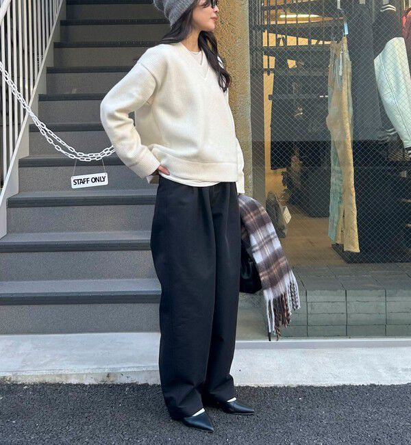 fredy emue「リブ見えニットソーVネックプルオーバー」|Tシャツ・カットソー|