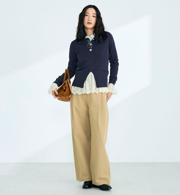 fredy emue「センタースリット衿付きプルオーバー」|ニット・セーター|