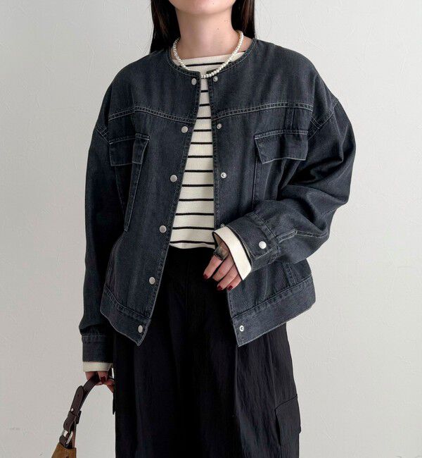 fredy emue「ニュアンスデニムノーカラージャケット」|ノーカラージャケット|