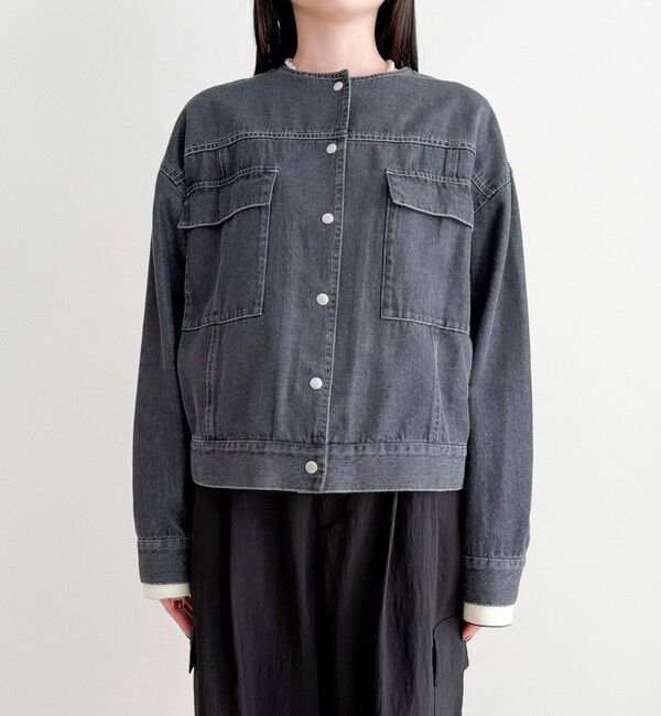 fredy emue「ニュアンスデニムノーカラージャケット」|ノーカラージャケット|
