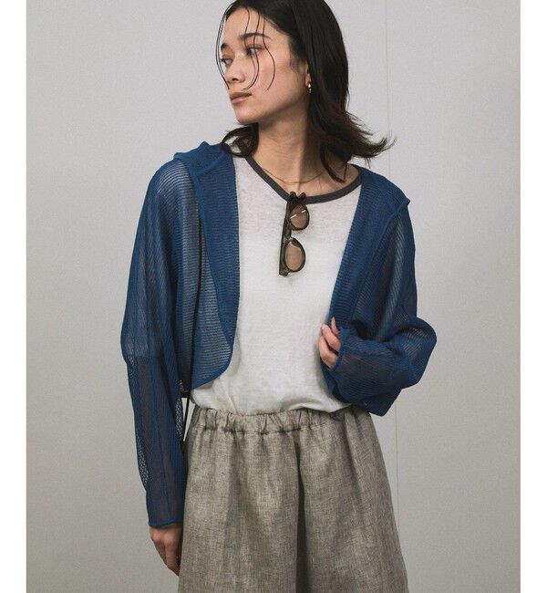 SALON adam et rope'「シアーメッシュフードボレロ」|カーディガン|