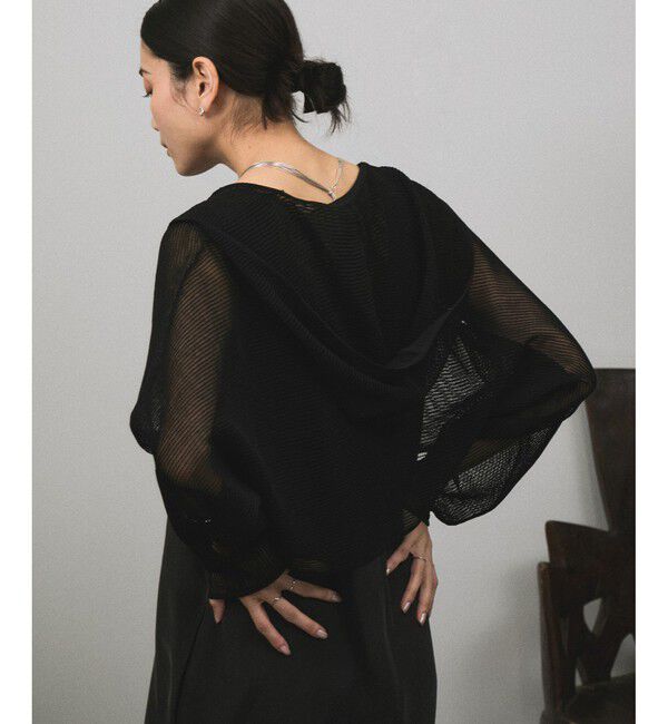 SALON adam et rope'「シアーメッシュフードボレロ」|カーディガン|