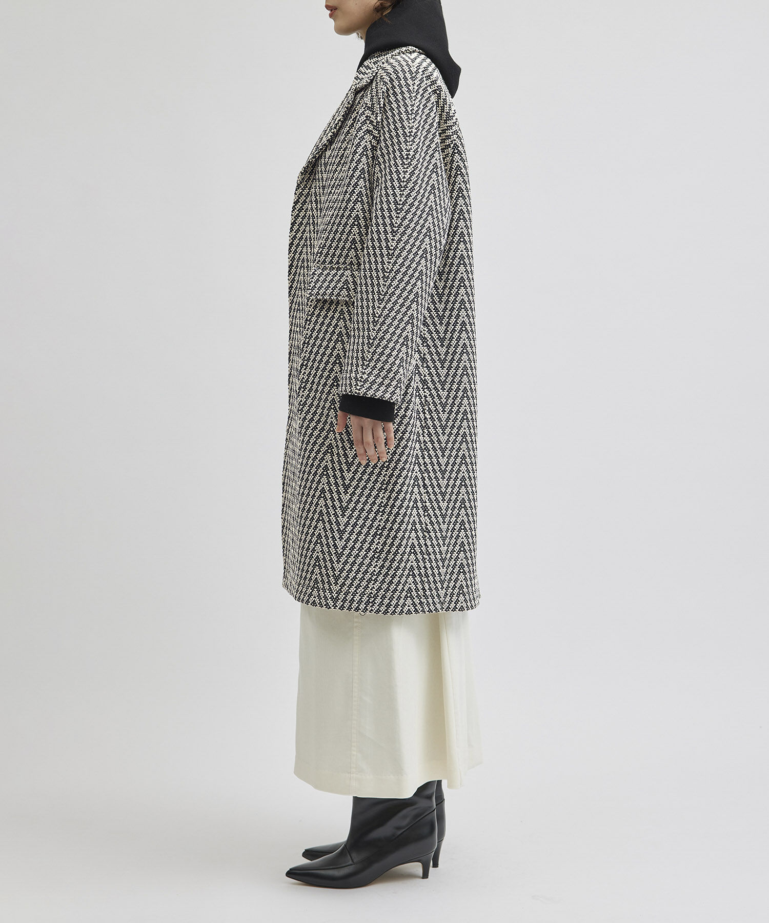 ROPE「【COOHEM】HERRINGBONE TWEED COAT(コーヘン/ヘリンボーンツイードコート)」|ノーカラージャケット|
