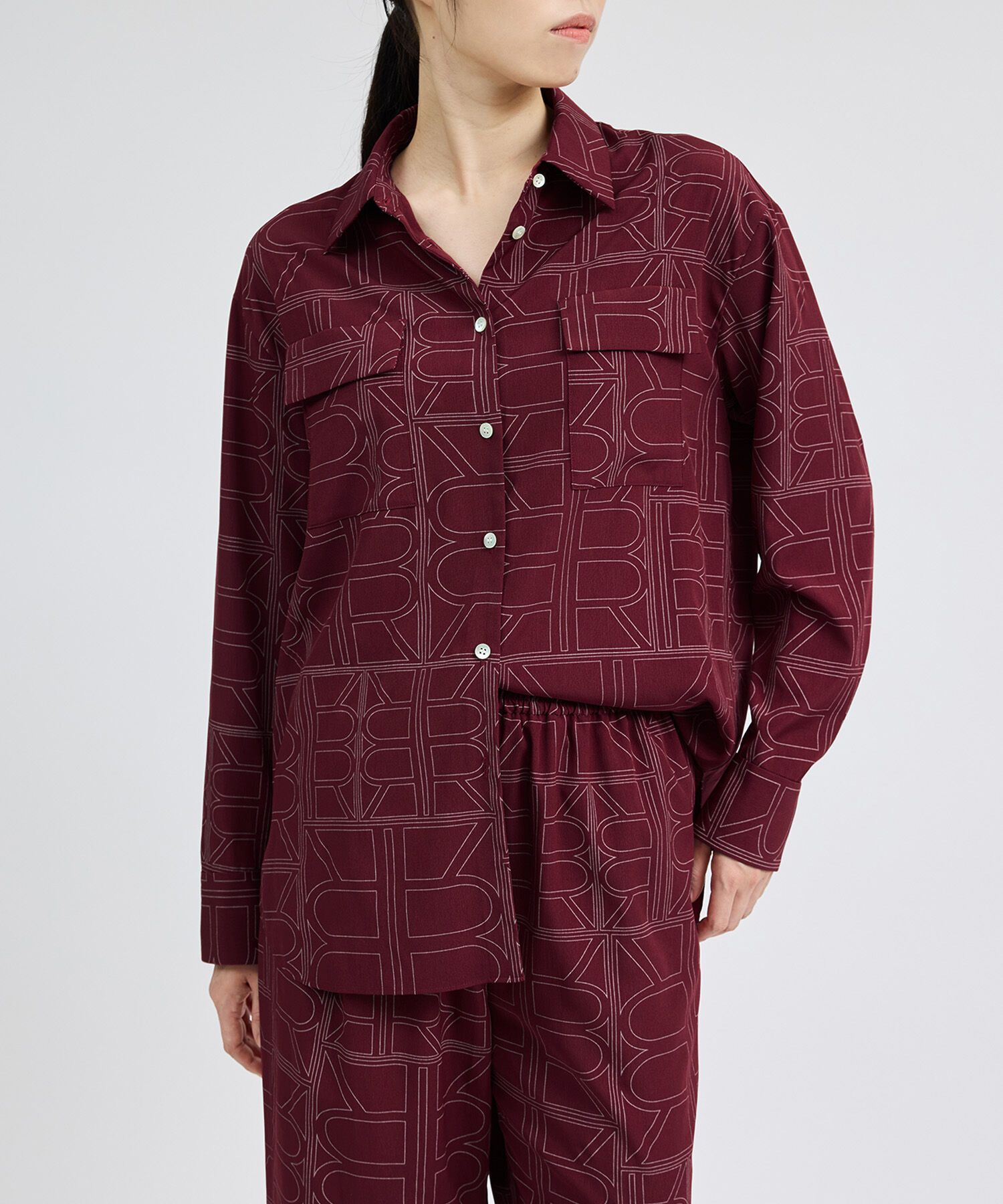 ROPE「モノグラムプリントシャツブラウス」|シャツ・ブラウス|