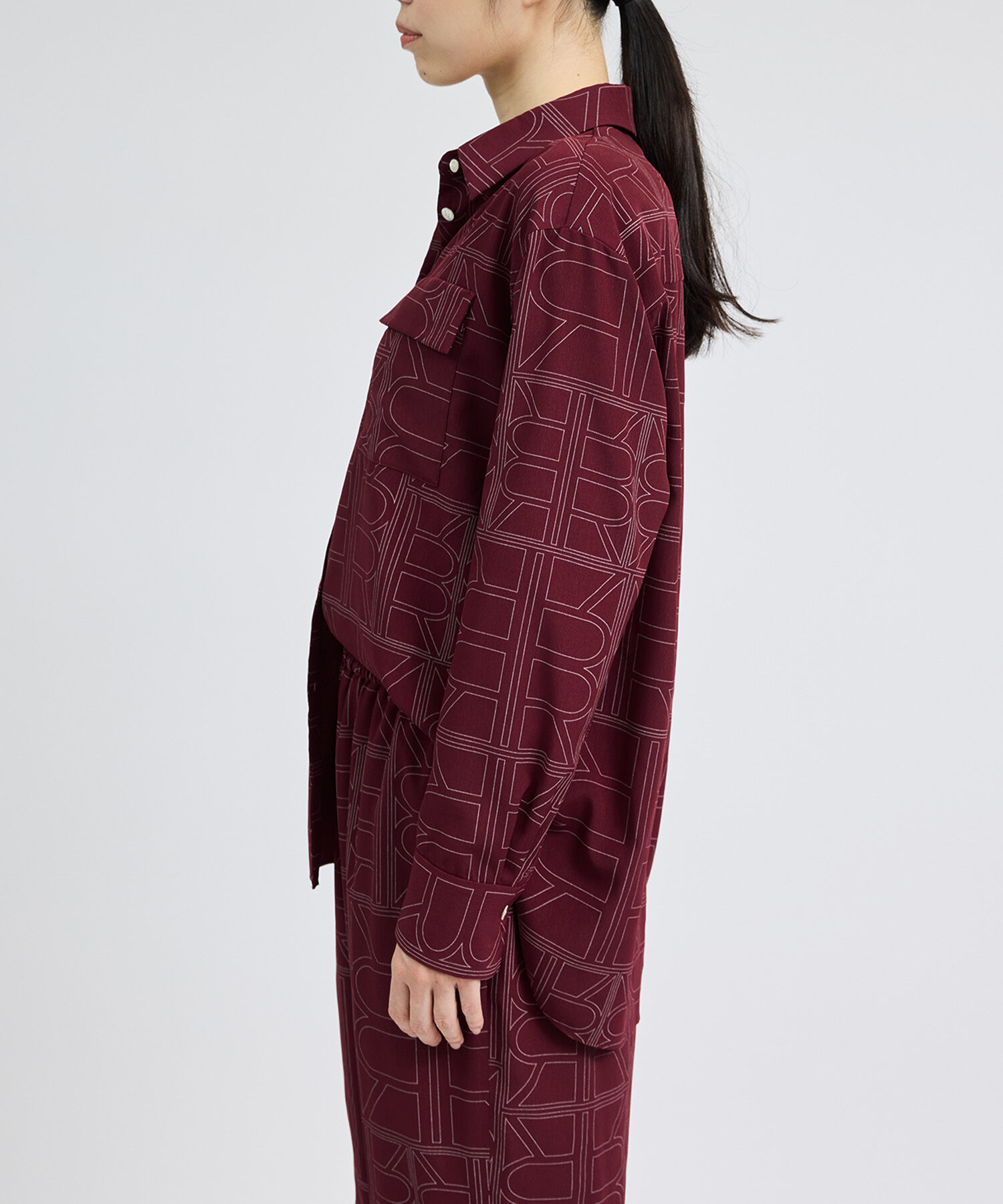 ROPE「モノグラムプリントシャツブラウス」|シャツ・ブラウス|