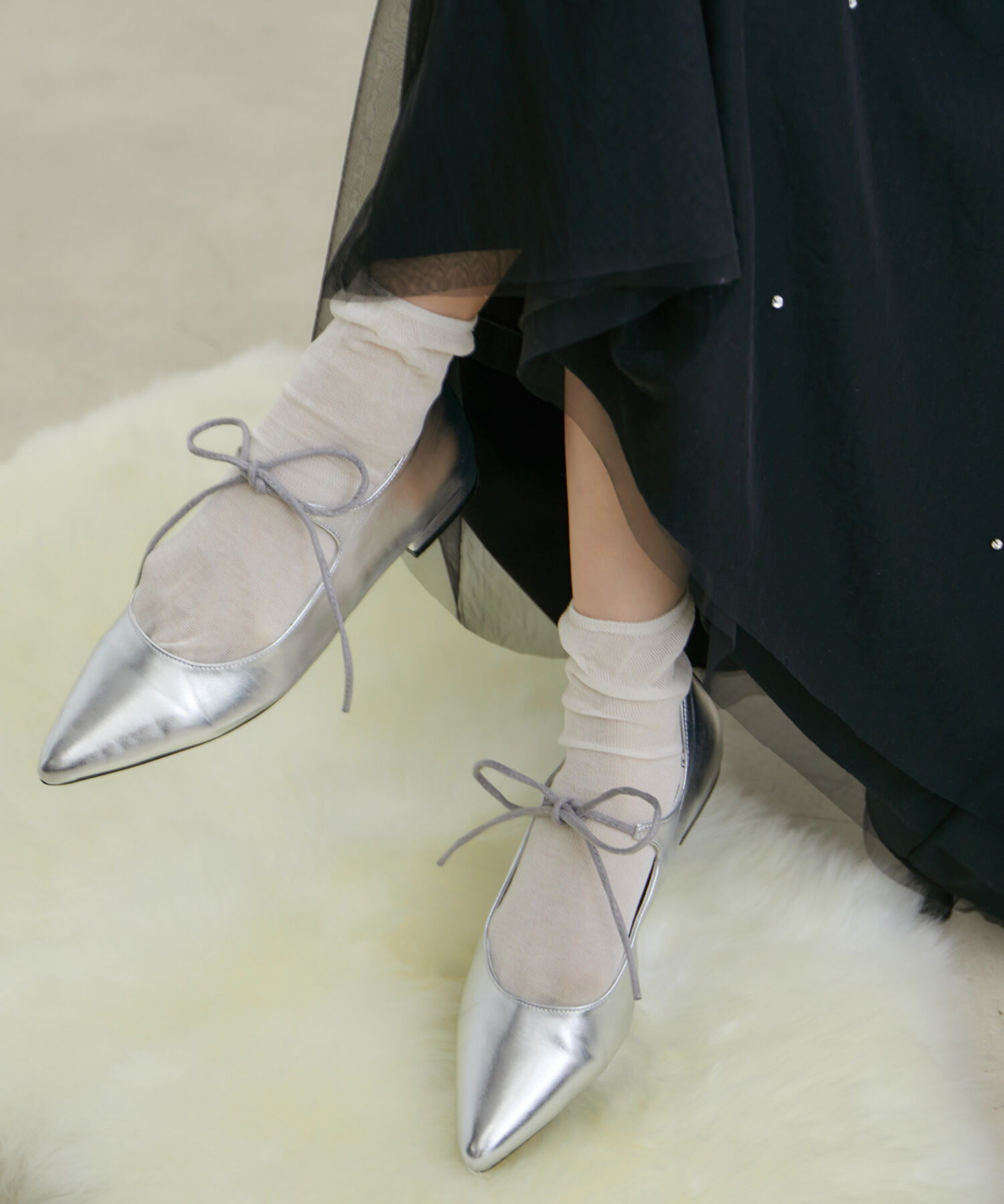 Juze「【新色・追加生産】リボンフラットパンプス」|パンプス|