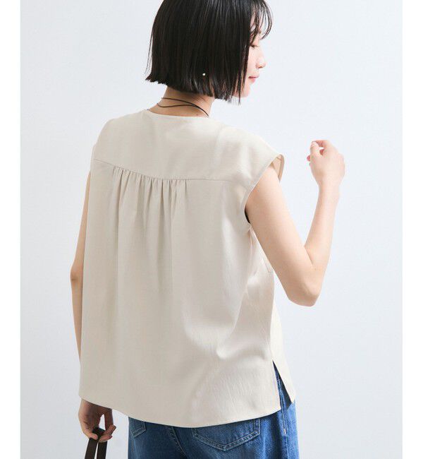 VIS「【WEB限定】【セットアップ対応】Vネックフレンチスリーブブラウス/通勤対応」|シャツ・ブラウス|