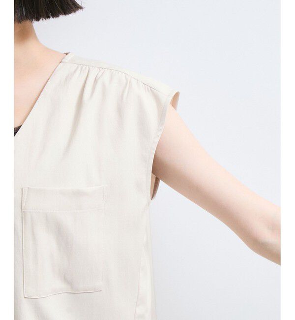 VIS「【WEB限定】【セットアップ対応】Vネックフレンチスリーブブラウス/通勤対応」|シャツ・ブラウス|