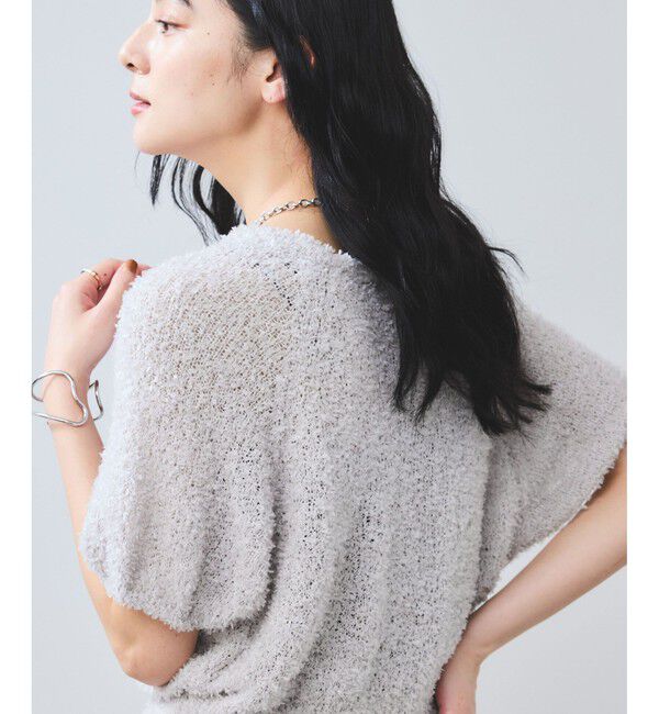 VIS「【WEB限定】リボンヤーンバルーン袖サマーニット」|ニット・セーター|グレー(07)