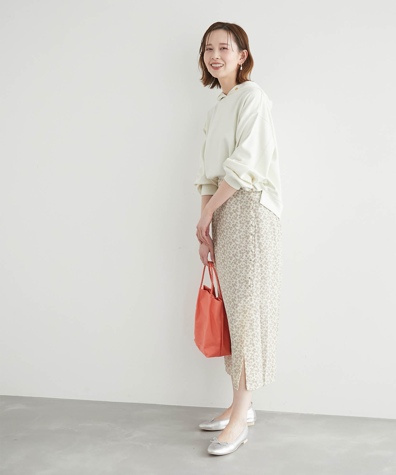 Rope&rsquo;Picnic「フラワープリントくるみ釦ラップスカート」|スカート|