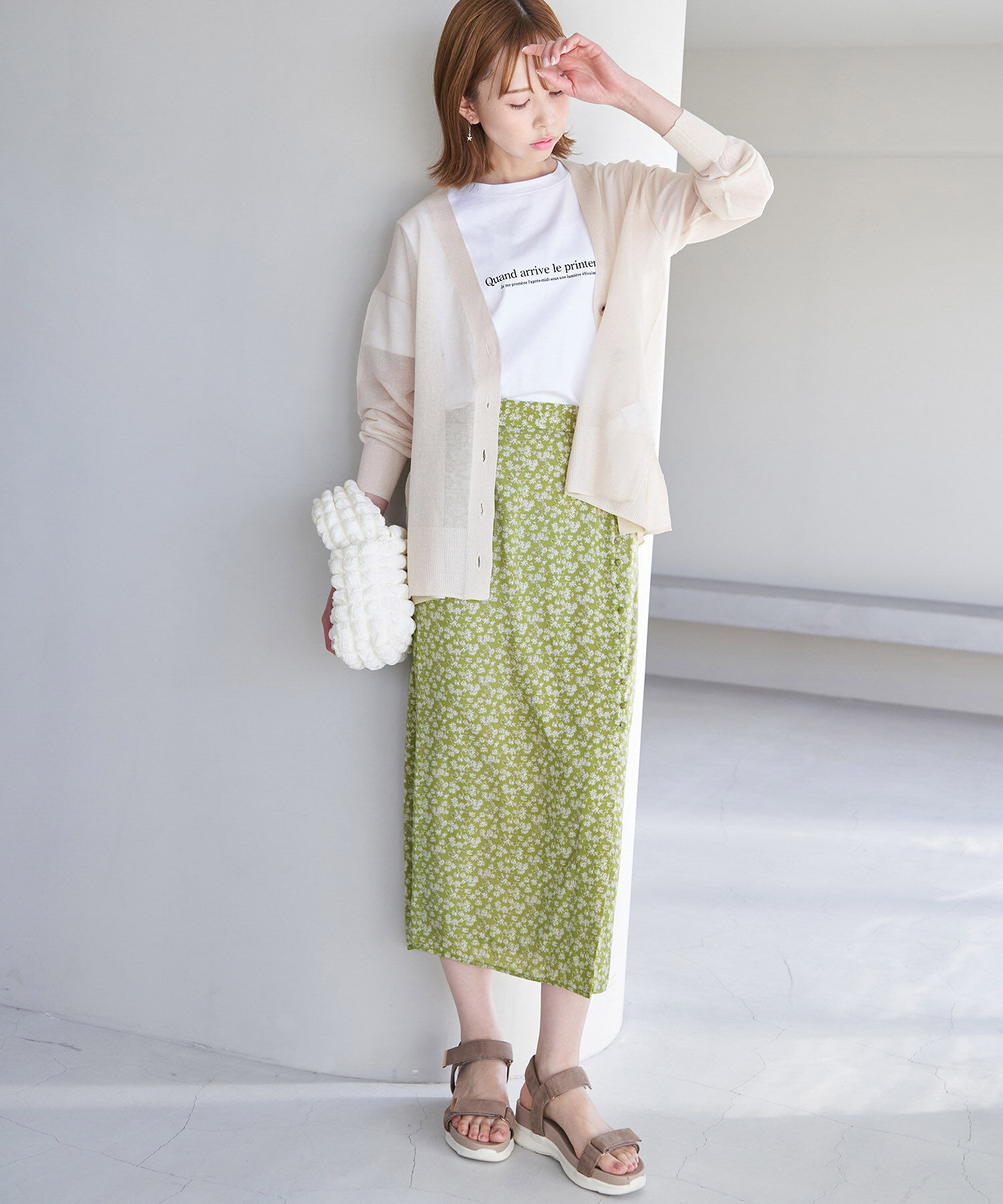 Rope&rsquo;Picnic「フラワープリントくるみ釦ラップスカート」|スカート|