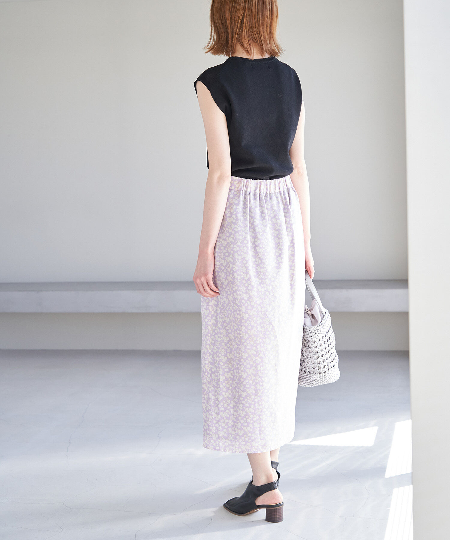 Rope&rsquo;Picnic「フラワープリントくるみ釦ラップスカート」|スカート|