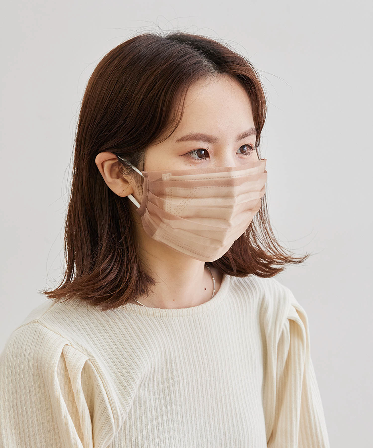 ROPE PICNIC PASSAGE「【WEAR MASK】きせかえマスク オーガンジープリーツマスクカバー」|その他|ブラウン系(24)
