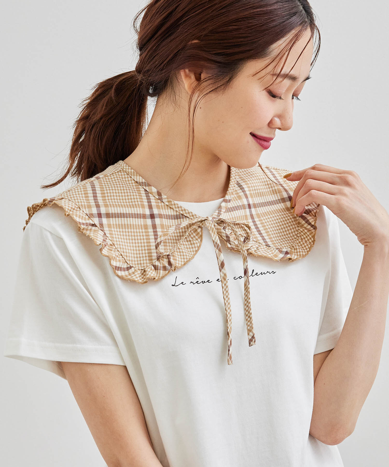 ROPE PICNIC PASSAGE「【2WAY】チェックフリルつけ衿」|その他|ベージュ系(28)
