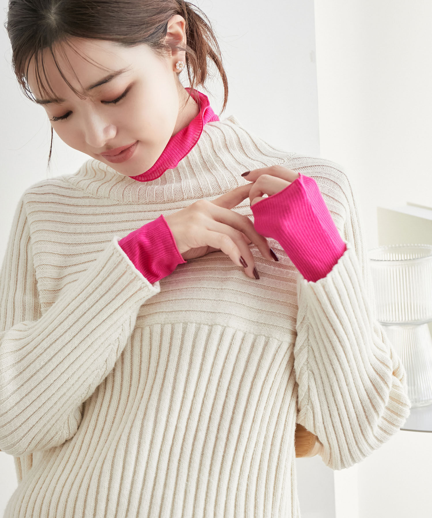 Rope&rsquo;Picnic「【WEB限定カラー: ライトグレー,イエロー】シアーカットタートル」|Tシャツ・カットソー|