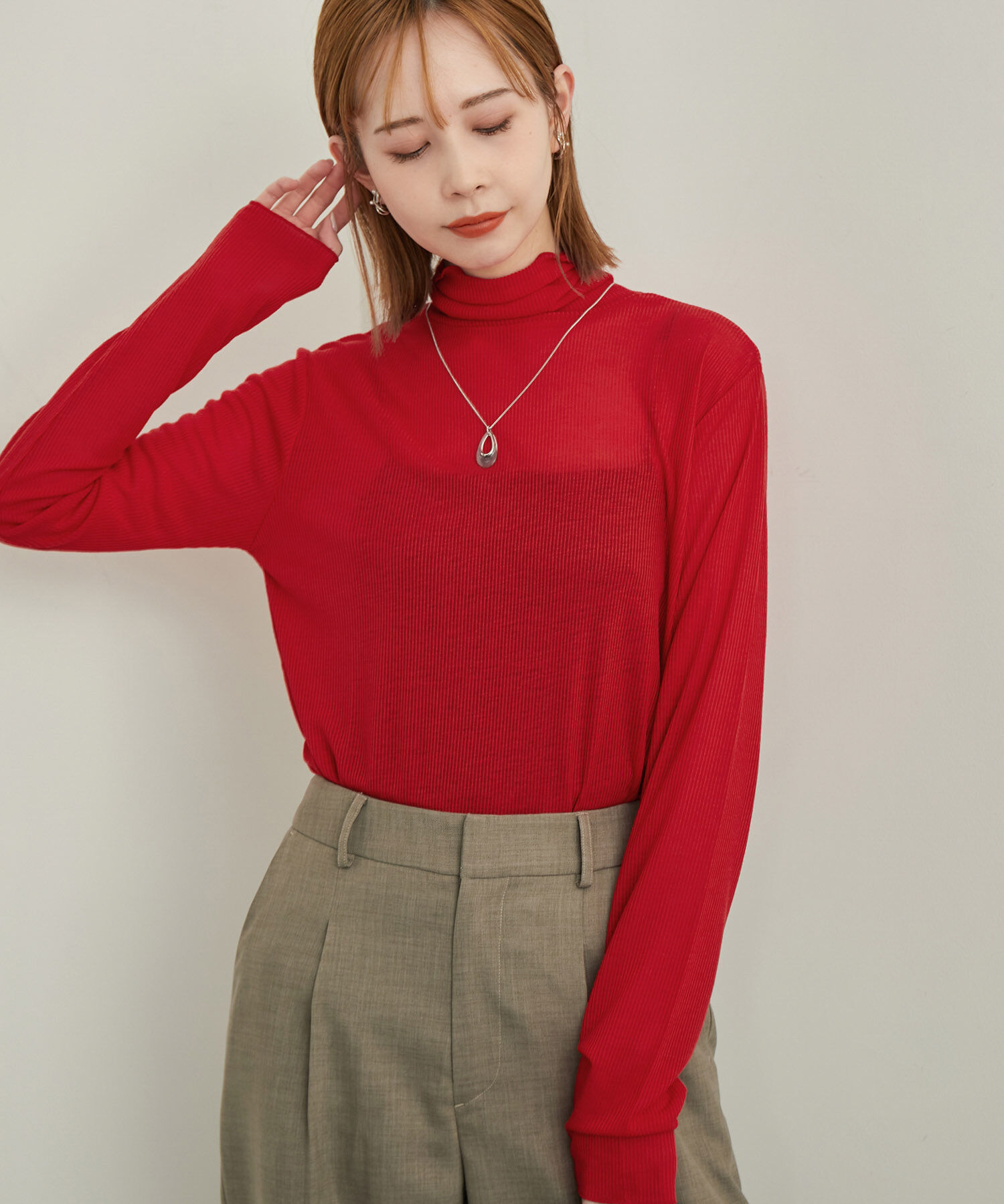 Rope&rsquo;Picnic「【WEB限定カラー: ライトグレー,イエロー】シアーカットタートル」|Tシャツ・カットソー|