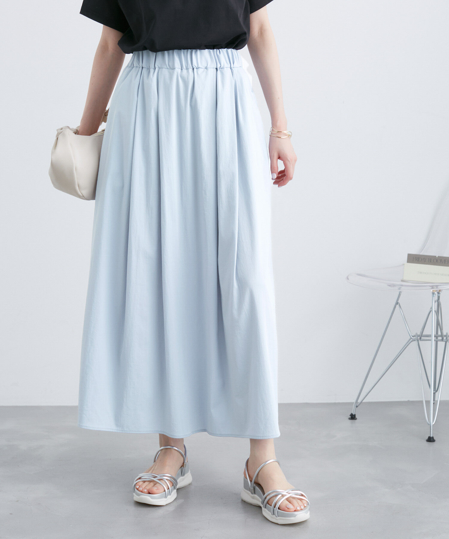 Rope&rsquo;Picnic「レーヨンナイロンイージースカート」|スカート|サックス(48)