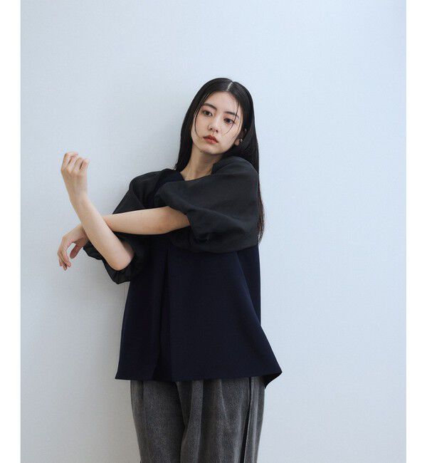 ADAM ET ROPE'「【WEB限定】シアーパフスリーブブラウス」|シャツ・ブラウス|
