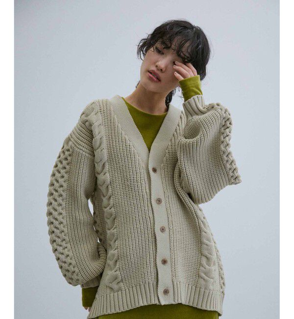 ADAM ET ROPE'「【WEB限定】ボリューム ケーブル オーバーサイズ カーディガン / 超軽量 / ユニセックス」|カーディガン|