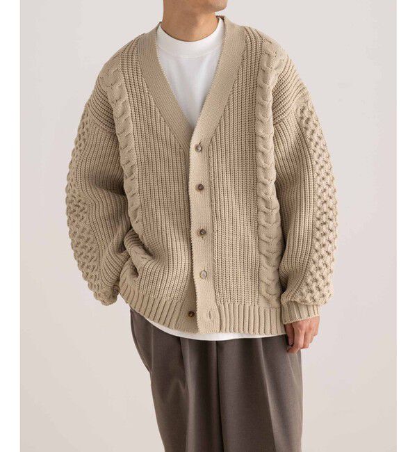 ADAM ET ROPE'「【WEB限定】ボリューム ケーブル オーバーサイズ カーディガン / 超軽量 / ユニセックス」|カーディガン|