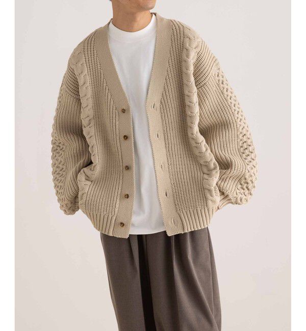 ADAM ET ROPE'「【WEB限定】ボリューム ケーブル オーバーサイズ カーディガン / 超軽量 / ユニセックス」|カーディガン|