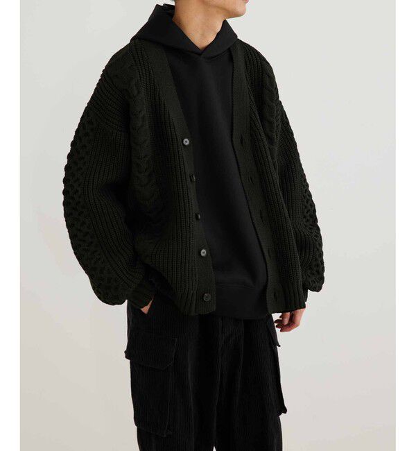 ADAM ET ROPE'「【WEB限定】ボリューム ケーブル オーバーサイズ カーディガン / 超軽量 / ユニセックス」|カーディガン|