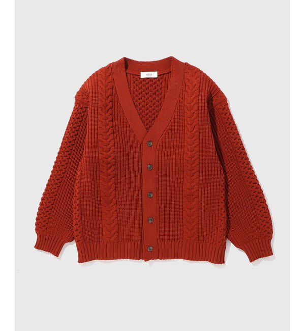 ADAM ET ROPE'「【WEB限定】ボリューム ケーブル オーバーサイズ カーディガン / 超軽量 / ユニセックス」|カーディガン|レンガ系(76)