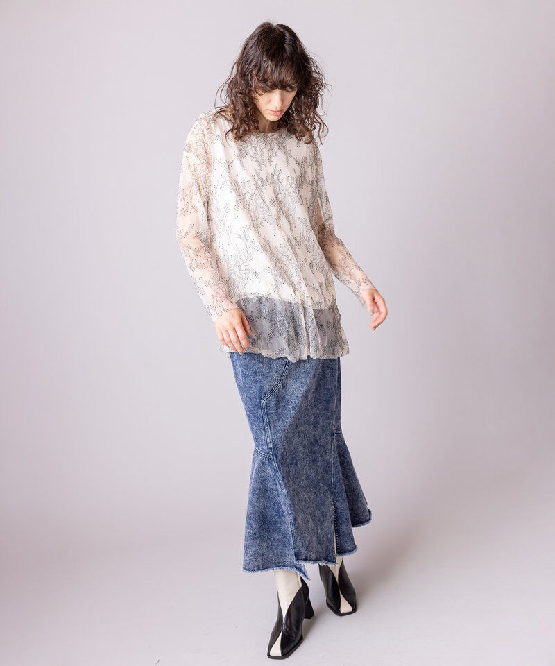  「アシンメトリーケミカルデニムスカート」|スカート|