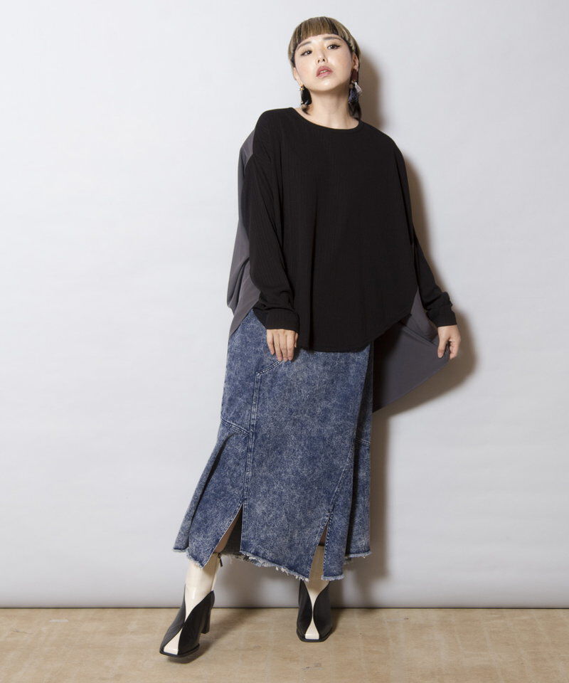  「アシンメトリーケミカルデニムスカート」|スカート|
