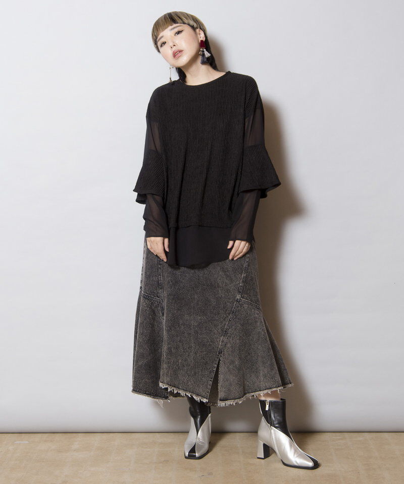  「アシンメトリーケミカルデニムスカート」|スカート|